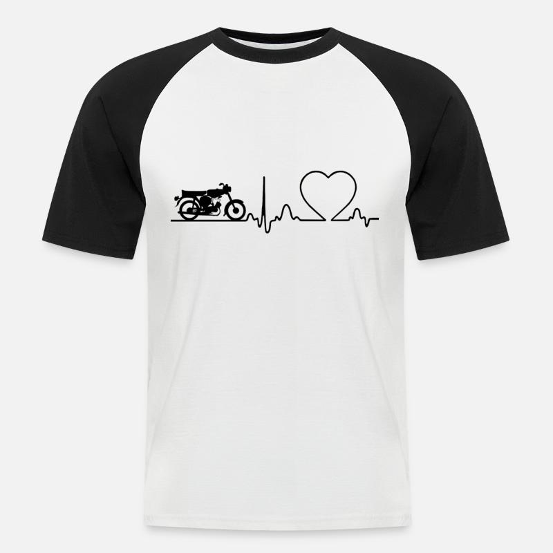 Moped Zweitakt Simson S51 Design - Männer Baseball-T-Shirt - Weiß/Schwarz