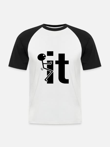 Fuck It Strichmännchen Geschenkidee - Männer Baseball-T-Shirt - Weiß/Schwarz