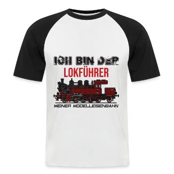 Eisenbahn Lokführer Lokomotive Modellbahn - Männer Baseball-T-Shirt - Weiß/Schwarz - Vorne - Nik (191cm)