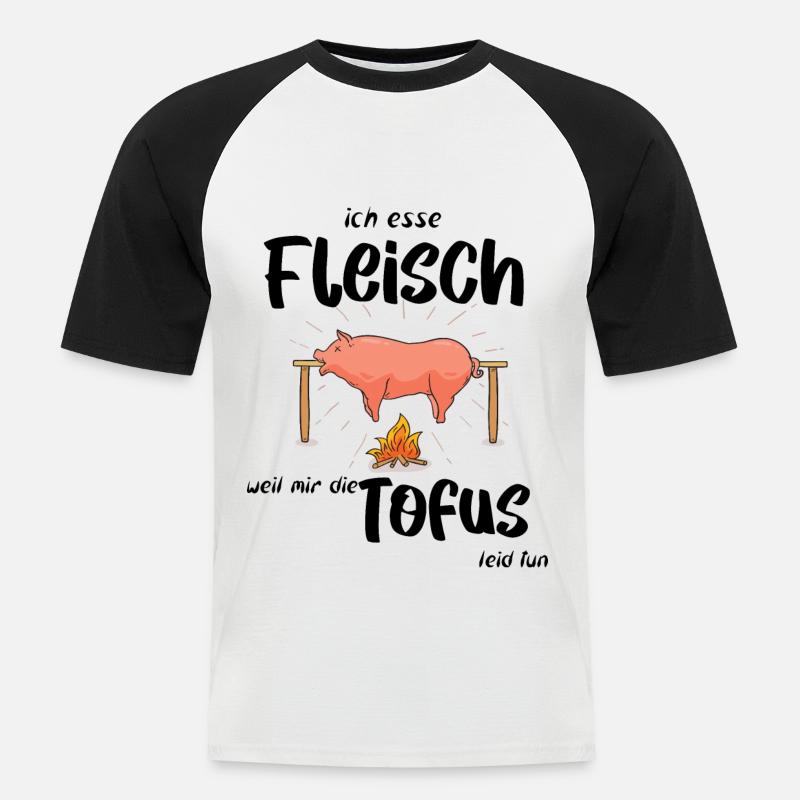 ich esse Fleisch - Männer Baseball-T-Shirt - Weiß/Schwarz