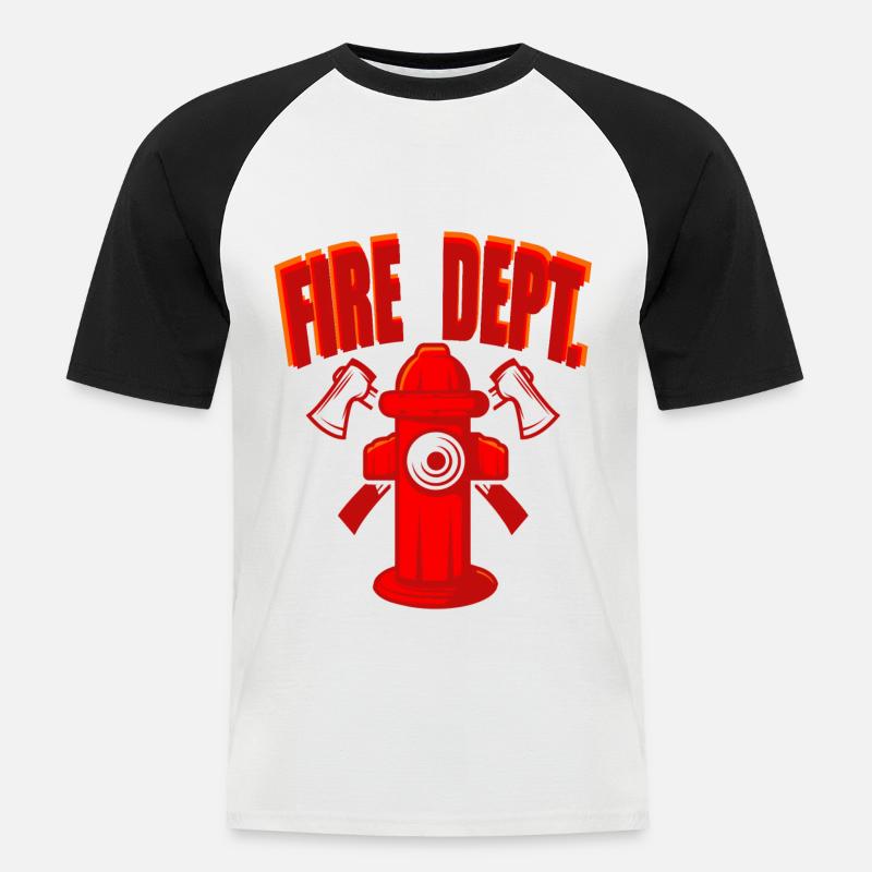 Fire Dept. Feuerwehrmann Hydrant - Männer Baseball-T-Shirt - Weiß/Schwarz