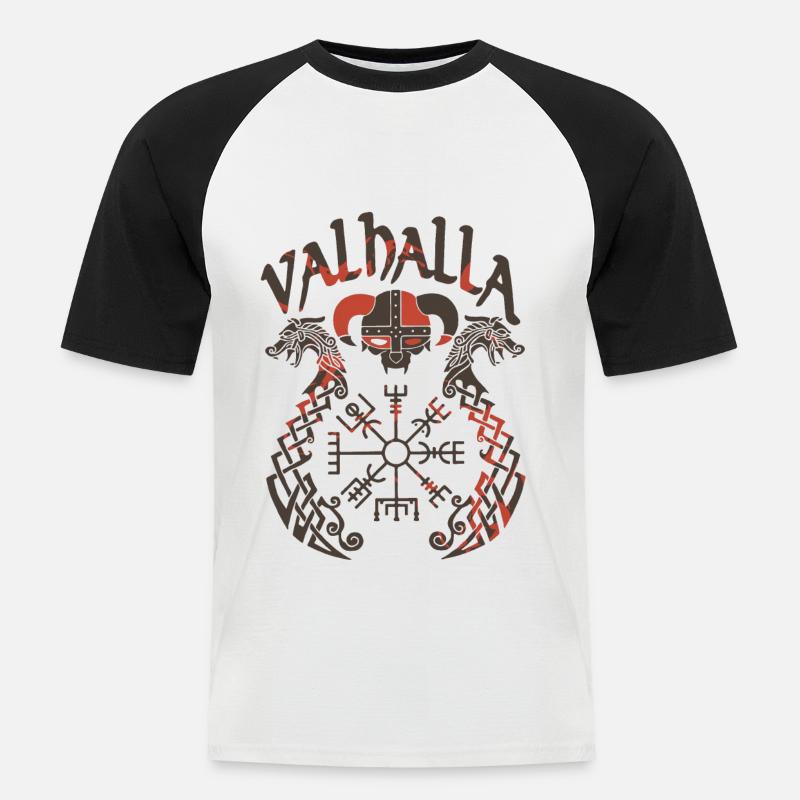 Wikinger Wappen - Männer Baseball-T-Shirt - Weiß/Schwarz