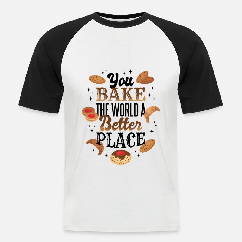 Cuisson Bake Better Place Cadeau - T-shirt baseball manches courtes Homme - blanc/noir