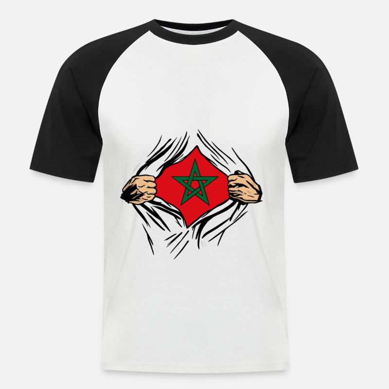 Marokko Marocco - Männer Baseball-T-Shirt - Weiß/Schwarz