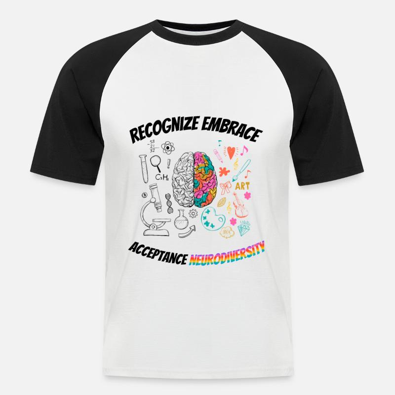 recognize embrace acceptance Neurodiversity - Männer Baseball-T-Shirt - Weiß/Schwarz