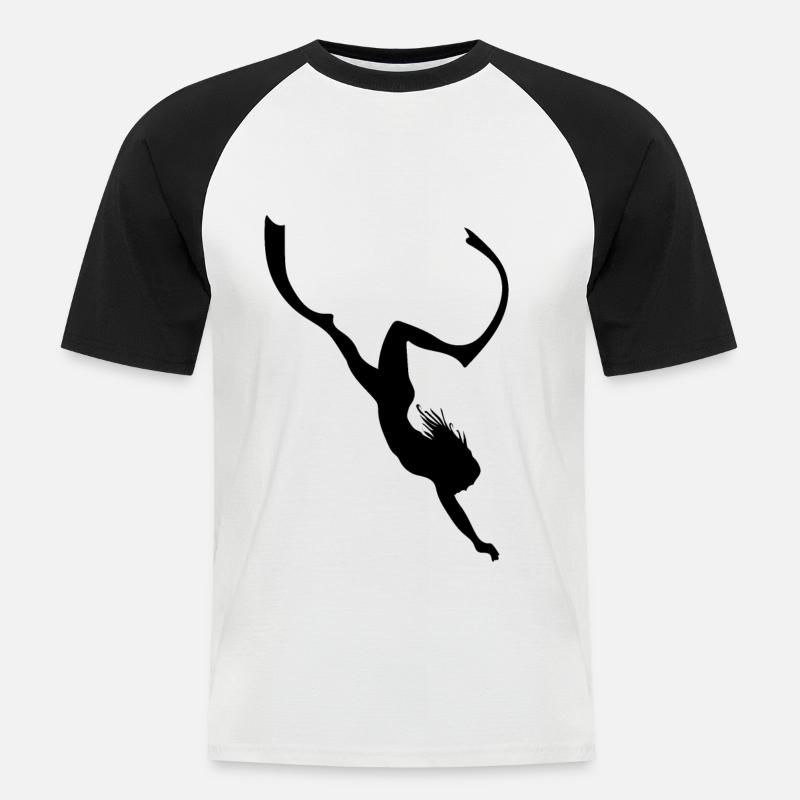 Plongeurs plongée d’apnée eau mer - T-shirt baseball manches courtes Homme - blanc/noir