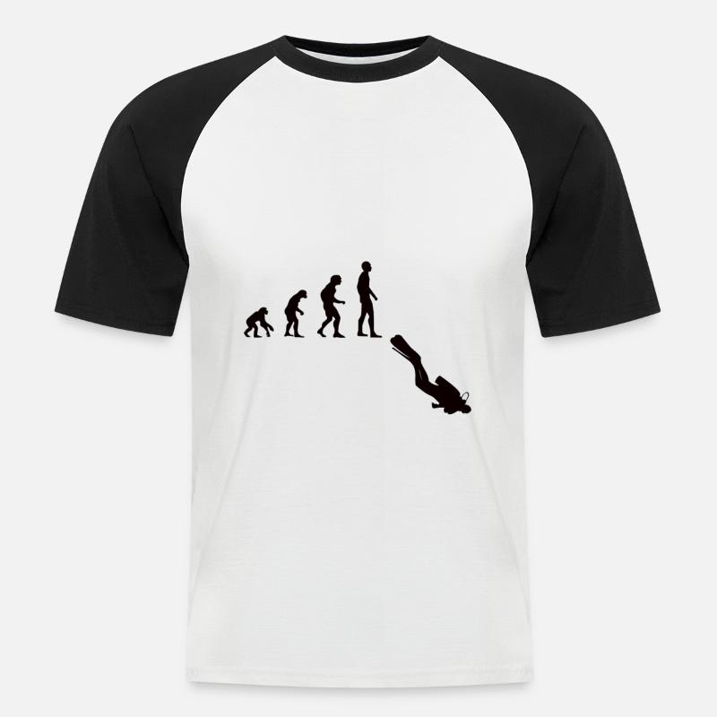 Tauchen Evolution | Menschen Entwicklung Idee - Männer Baseball-T-Shirt - Weiß/Schwarz