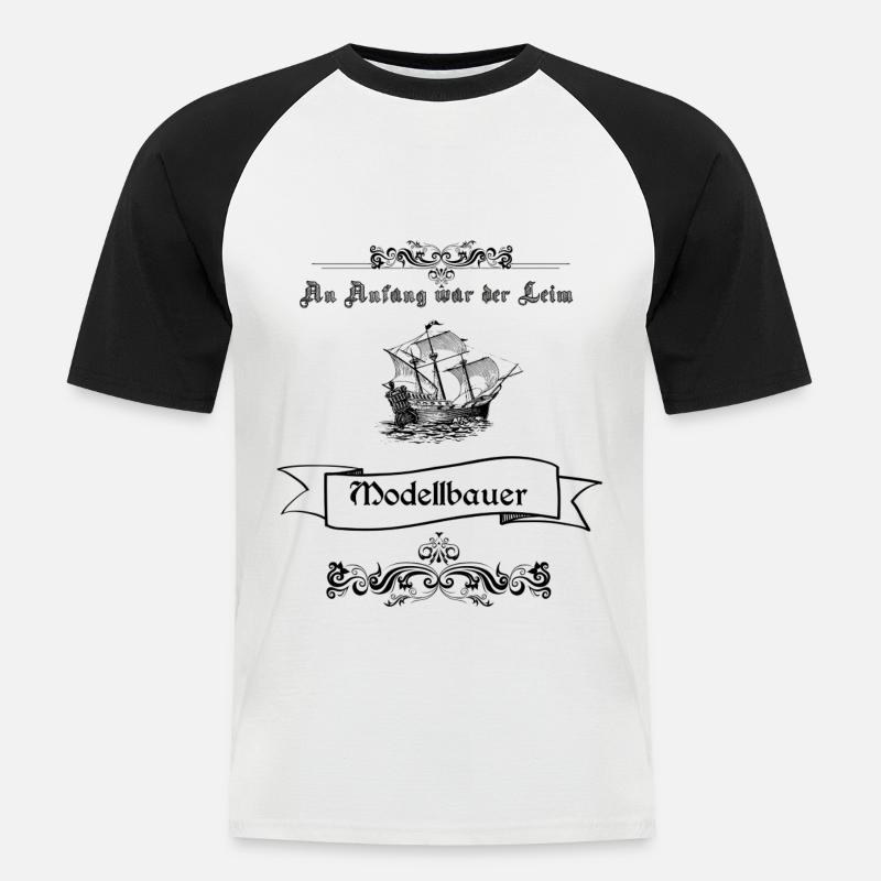 Modellbauer Spruch Shirt Geschenkidee Modellbau - Männer Baseball-T-Shirt - Weiß/Schwarz