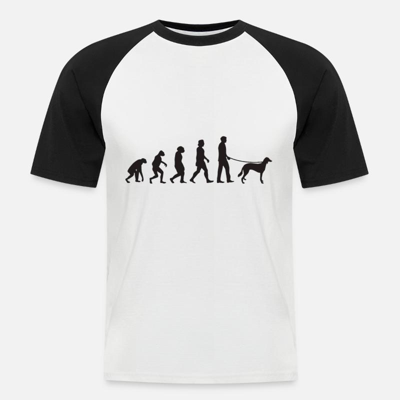 Saluki Evolution Persischer Windhund Geschenk - Männer Baseball-T-Shirt - Weiß/Schwarz