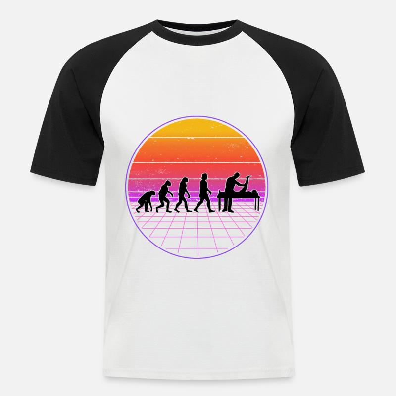 Physiotherapeut Evolution Vaporwave Physio - Männer Baseball-T-Shirt - Weiß/Schwarz