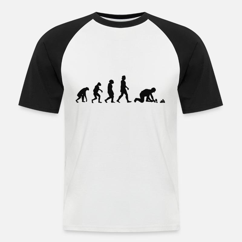 Pflasterer Evolution Steinetzer Pflastersetzer - T-shirt baseball manches courtes Homme - blanc/noir
