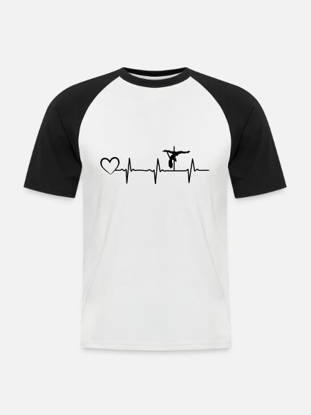 Pole Dance Heartbeat Heart Pole Dancing Silhouette - Men's Baseball T-Shirt - white/black