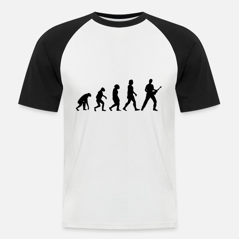 Ukulele Evolution Ukulele Player - Men's Baseball T-Shirt - white/black