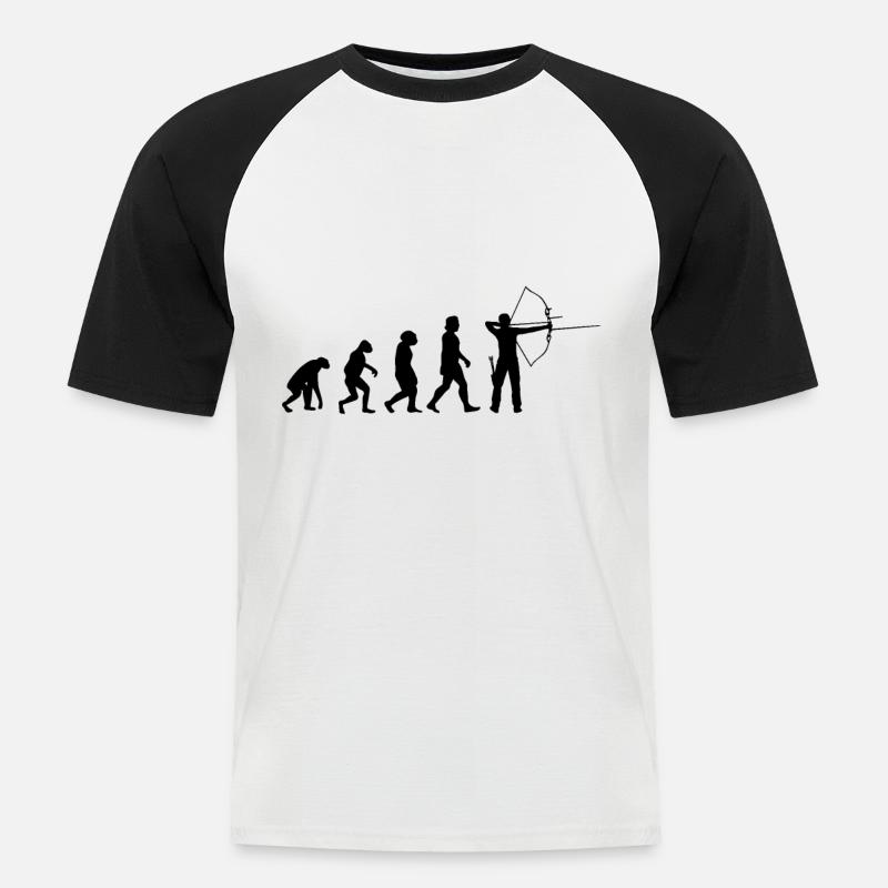 Bogenschütze Evolution Bogenschießen Pfeil Bogen - Männer Baseball-T-Shirt - Weiß/Schwarz