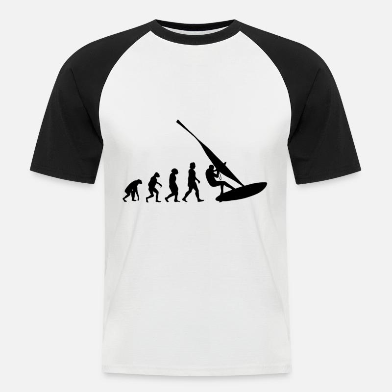 Windsurfer Evolution Windsurfing Surfer Windsurf - Männer Baseball-T-Shirt - Weiß/Schwarz