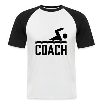 Schwimmtrainer Beruf Schwimmlehrer Schwimmkurs - Männer Baseball-T-Shirt - Weiß/Schwarz - Vorne - Nik (191cm)