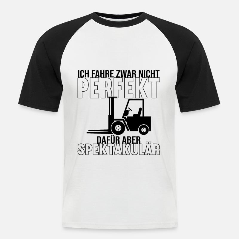 Gabelstaplerfahrer Staplerfahrer Gabelstapler - Männer Baseball-T-Shirt - Weiß/Schwarz