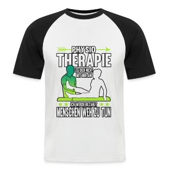 Physiotherapie Physiotherapeut Krankengymnastik - Männer Baseball-T-Shirt - Weiß/Schwarz - Vorne - Nik (191cm)