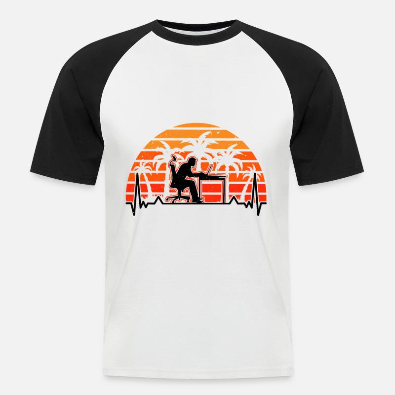 Informatiker Herzschlag Programmierer Computer - Männer Baseball-T-Shirt - Weiß/Schwarz
