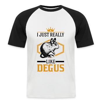 I just really like Degus Nagetiere Degu - Männer Baseball-T-Shirt - Weiß/Schwarz - Vorne - Nik (191cm)