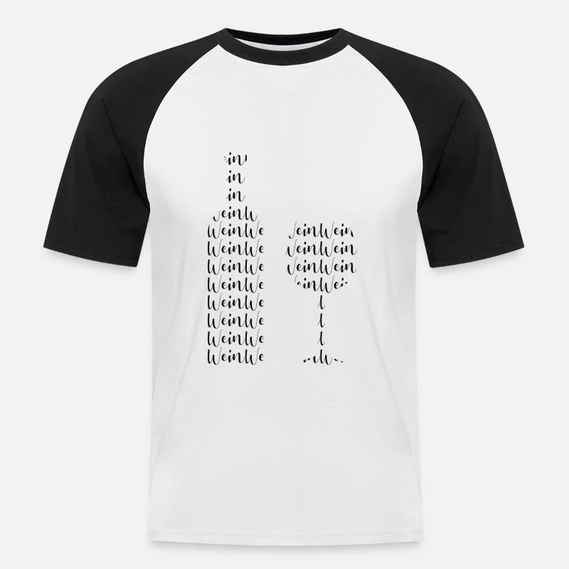 Wein Silhouette - Männer Baseball-T-Shirt - Weiß/Schwarz