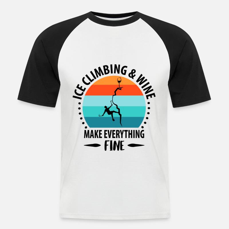 Eisklettern Eiskletterer Eispickel Bergsteigen - Männer Baseball-T-Shirt - Weiß/Schwarz