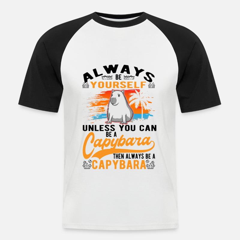 Capybara Wasserschwein Capibara - Männer Baseball-T-Shirt - Weiß/Schwarz