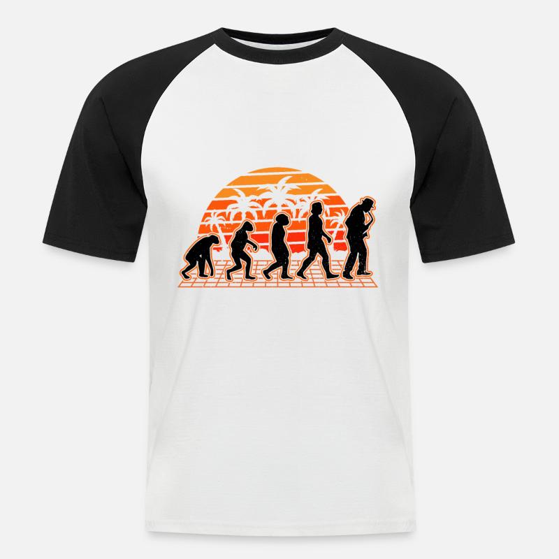 Saxophone Evolution Sunset Saxophonist - Men's Baseball T-Shirt - white/black