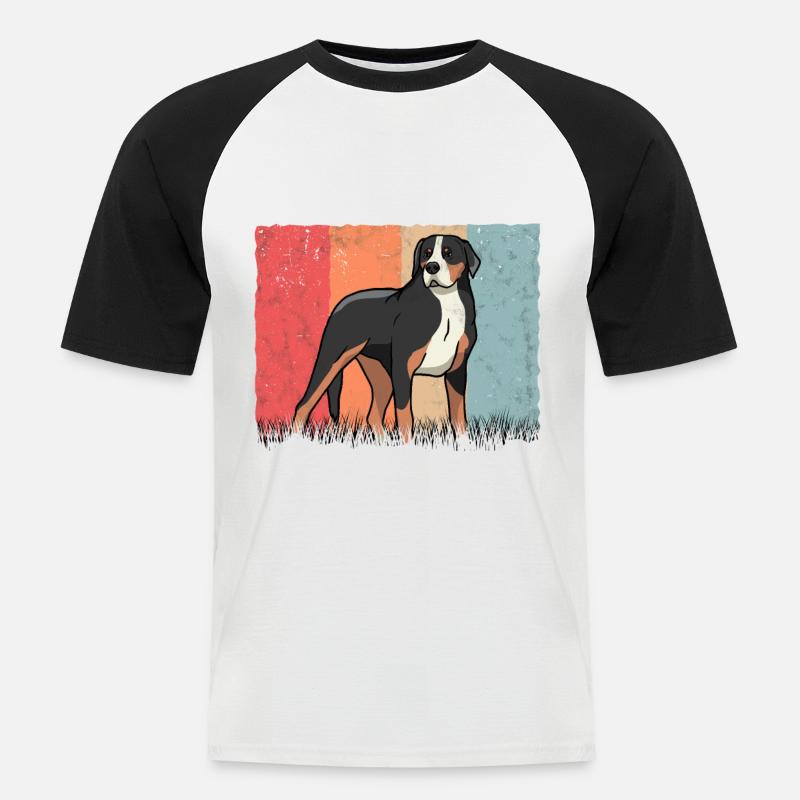 Großer Schweizer Sennenhund Retro - Männer Baseball-T-Shirt - Weiß/Schwarz