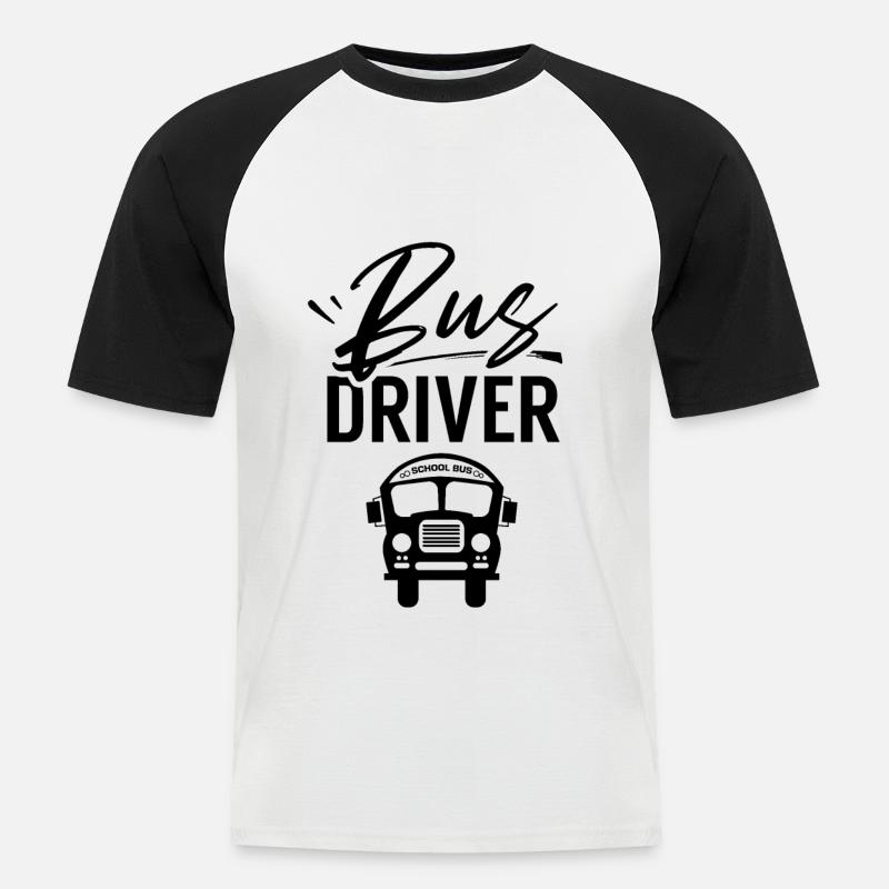 Busfahrer Beruf Schulbus - Männer Baseball-T-Shirt - Weiß/Schwarz