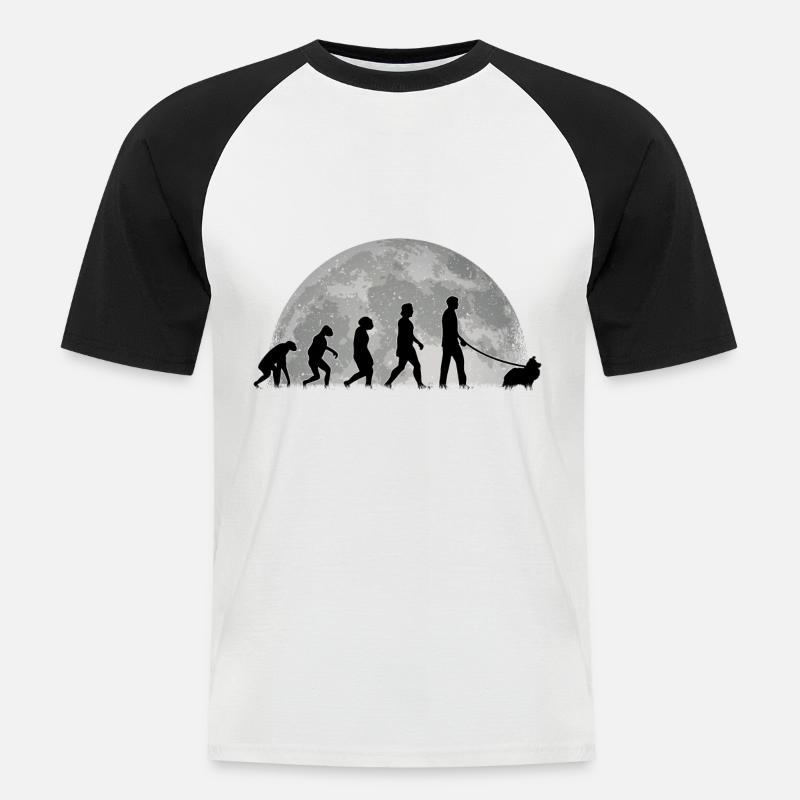 Sheltie Evolution Mond Shetland Sheepdog - Männer Baseball-T-Shirt - Weiß/Schwarz