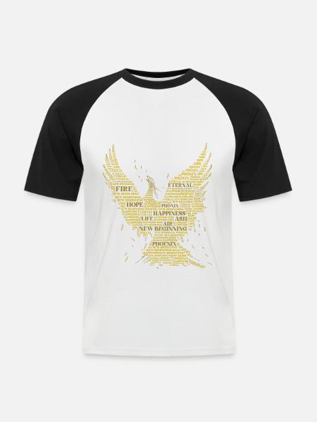 PHÖNIX: Word-Art Design! Fabelwesen, Mythologie - Männer Baseball-T-Shirt - Weiß/Schwarz