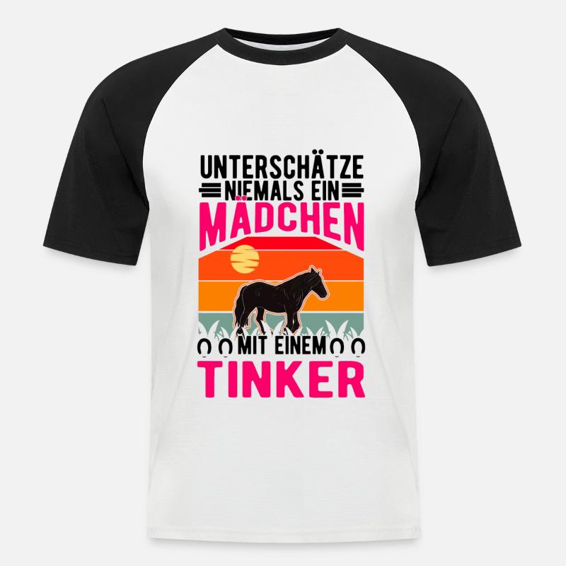 Irish Tinker Pferd Mädchen Tinkerpferd - Männer Baseball-T-Shirt - Weiß/Schwarz