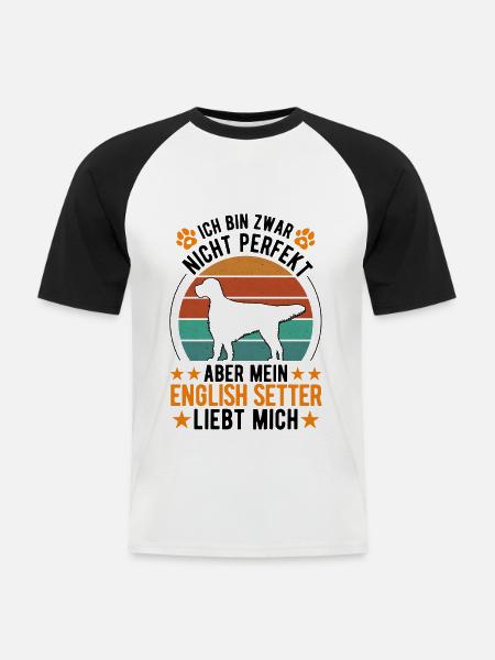 English Setter Englischer Setter - Männer Baseball-T-Shirt - Weiß/Schwarz