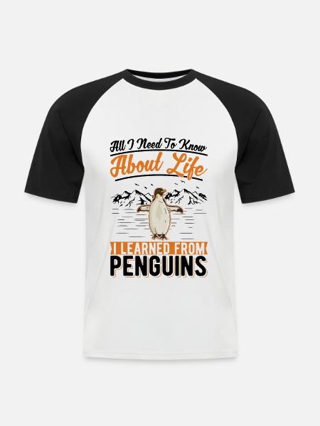 Pinguin Spruch Penguin - Männer Baseball-T-Shirt - Weiß/Schwarz