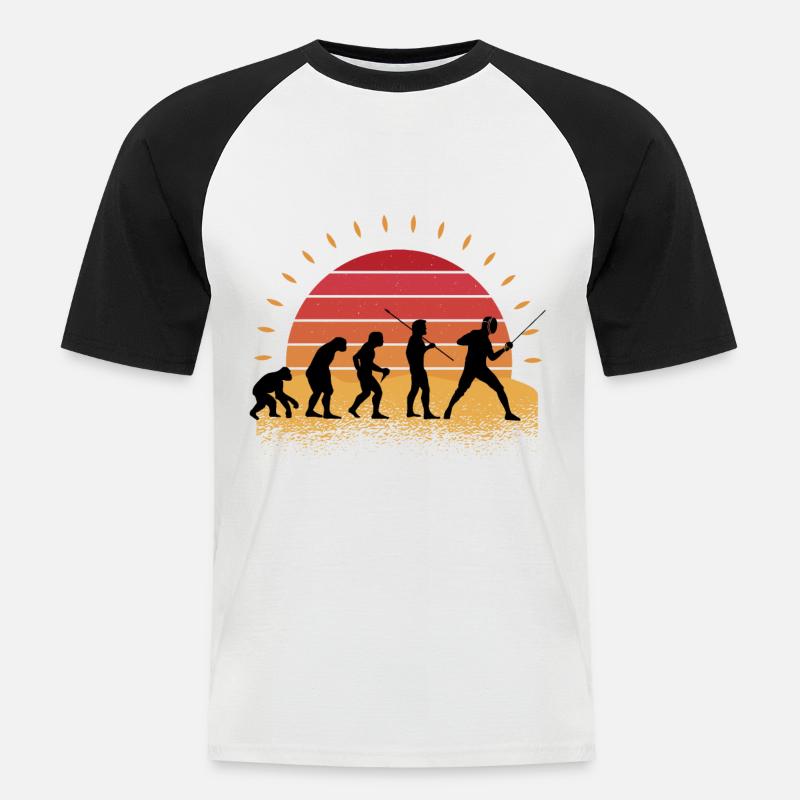 Fechten - Männer Baseball-T-Shirt - Weiß/Schwarz