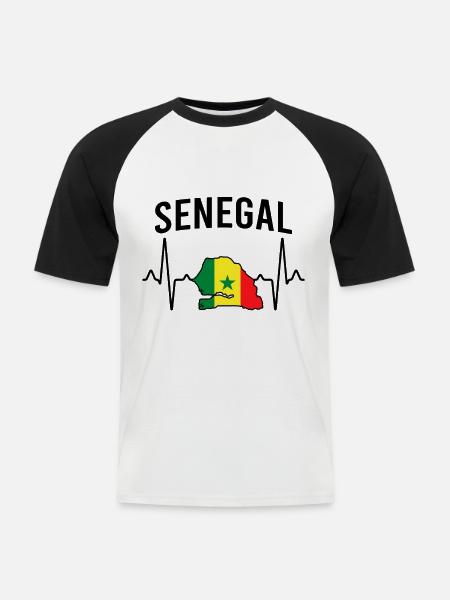 Senegal Herzschlag - Männer Baseball-T-Shirt - Weiß/Schwarz