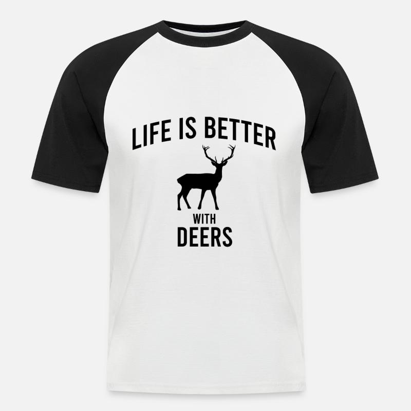 Hirsch Elch Spruch - Männer Baseball-T-Shirt - Weiß/Schwarz