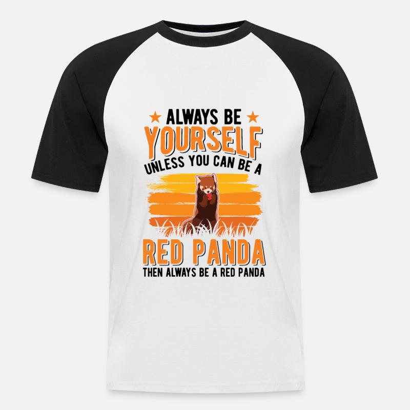Roter Panda Geschenk Red Panda - Männer Baseball-T-Shirt - Weiß/Schwarz