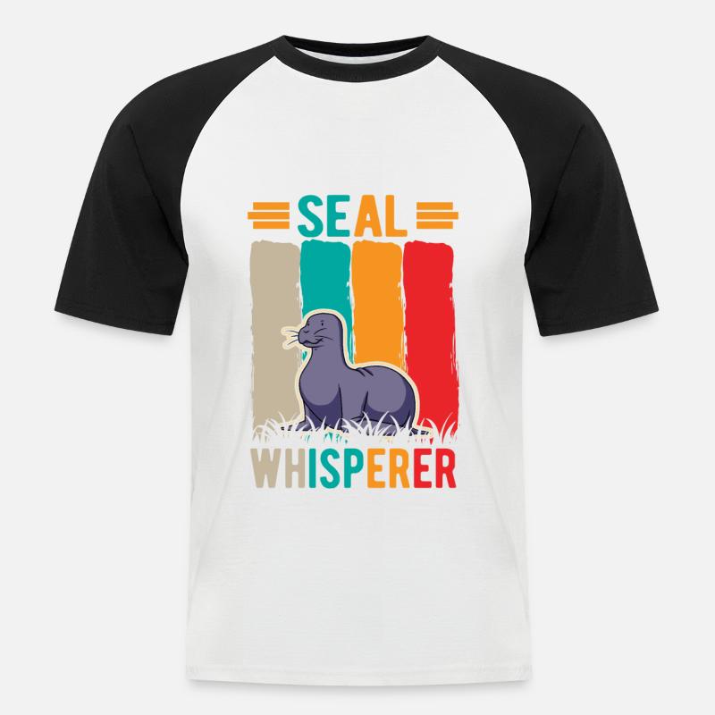Seal Whisperer Seelöwen Flüsterer Robbe - Männer Baseball-T-Shirt - Weiß/Schwarz