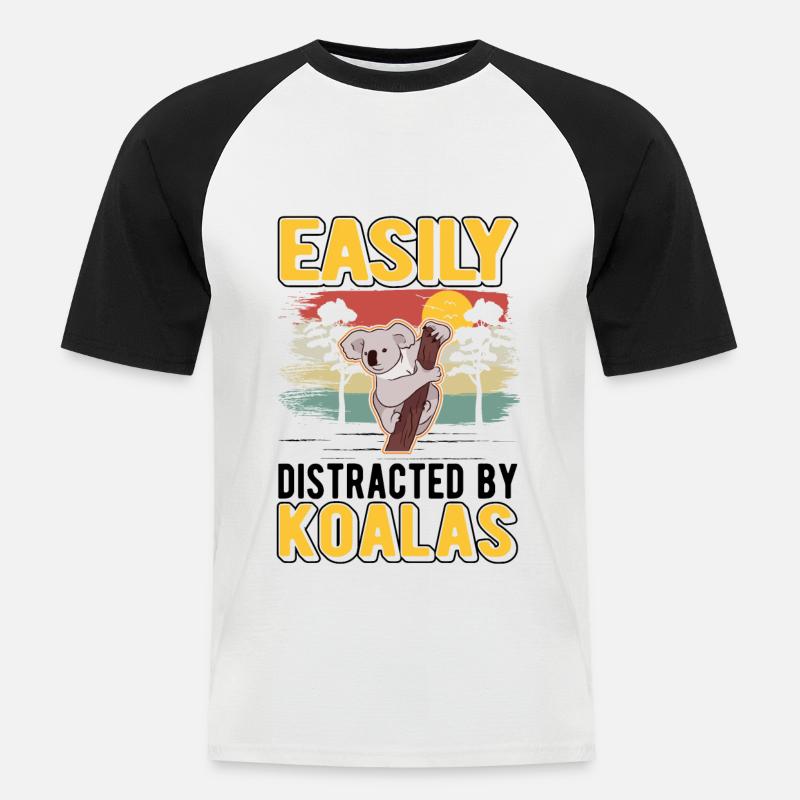 Easily distracted by Koalas - Männer Baseball-T-Shirt - Weiß/Schwarz