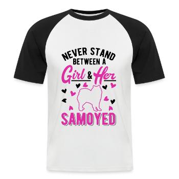 Samoyed Girl Sled Dog - Men's Baseball T-Shirt - white/black - Front - Nik (191cm)