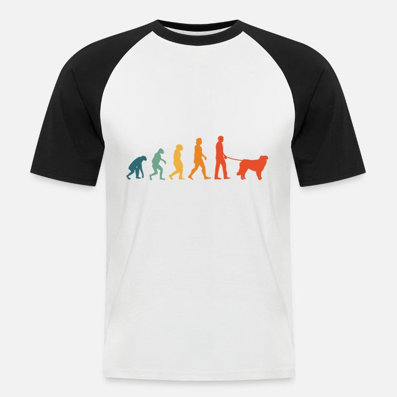 Kuvasz Evolution Retro - Männer Baseball-T-Shirt - Weiß/Schwarz
