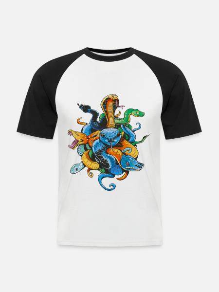 Schlangenbesitzer Reptilienpfleger Retro - Männer Baseball-T-Shirt - Weiß/Schwarz