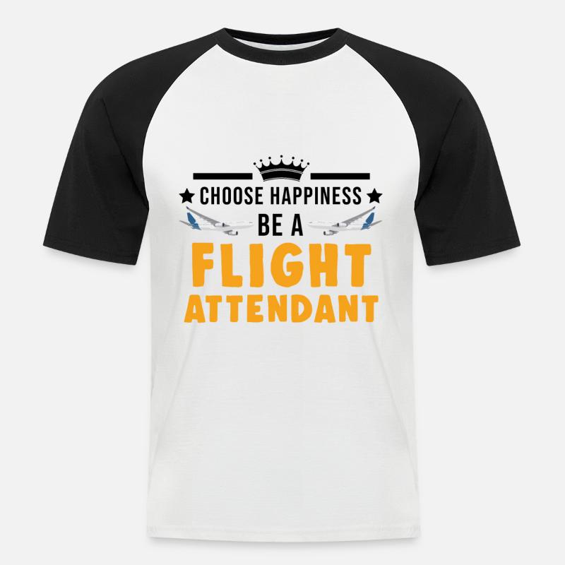 Flugbegleiter Geschenk Flight Attendant - Männer Baseball-T-Shirt - Weiß/Schwarz