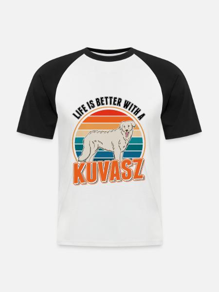 Life is better with a Kuvasz Dog - Men's Baseball T-Shirt - white/black