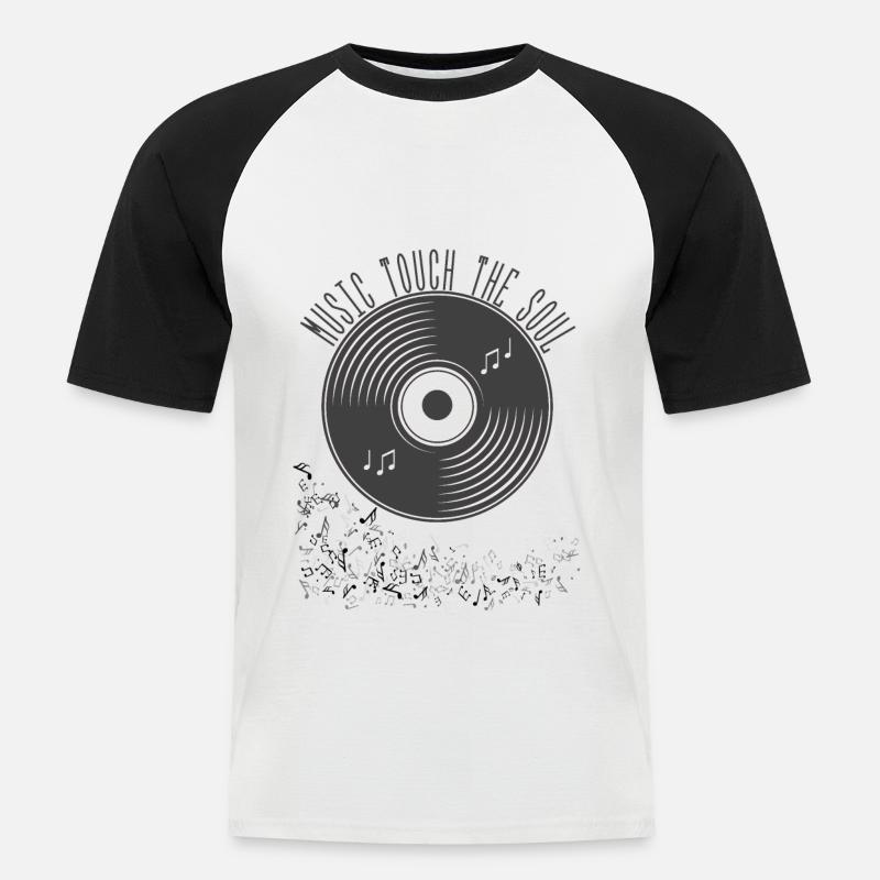 Musikschallplatte als Geschenkidee - Männer Baseball-T-Shirt - Weiß/Schwarz