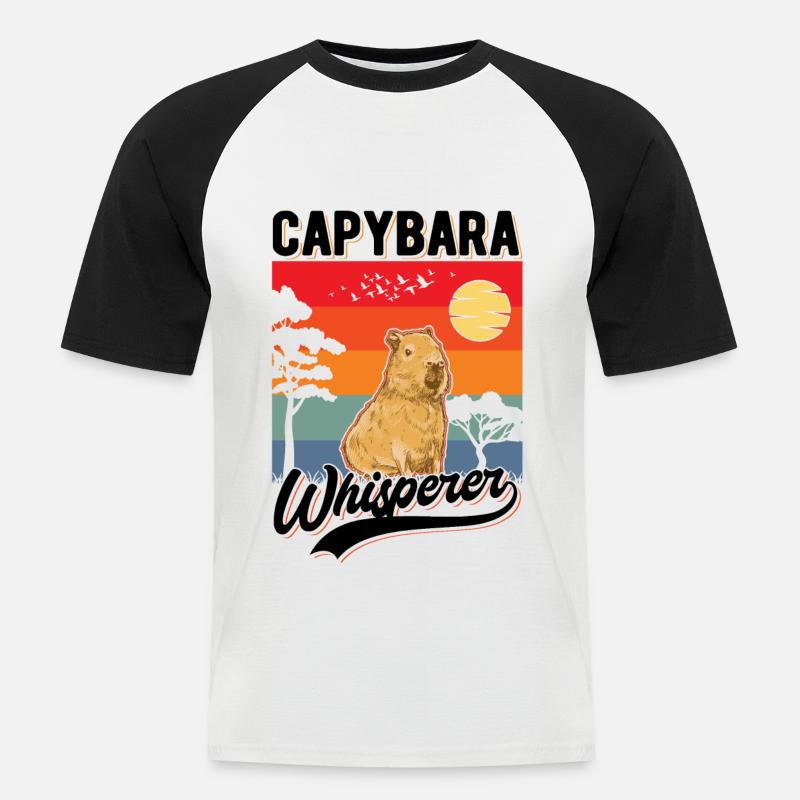 Capybara Flüsterer Capybara Whisperer - Männer Baseball-T-Shirt - Weiß/Schwarz