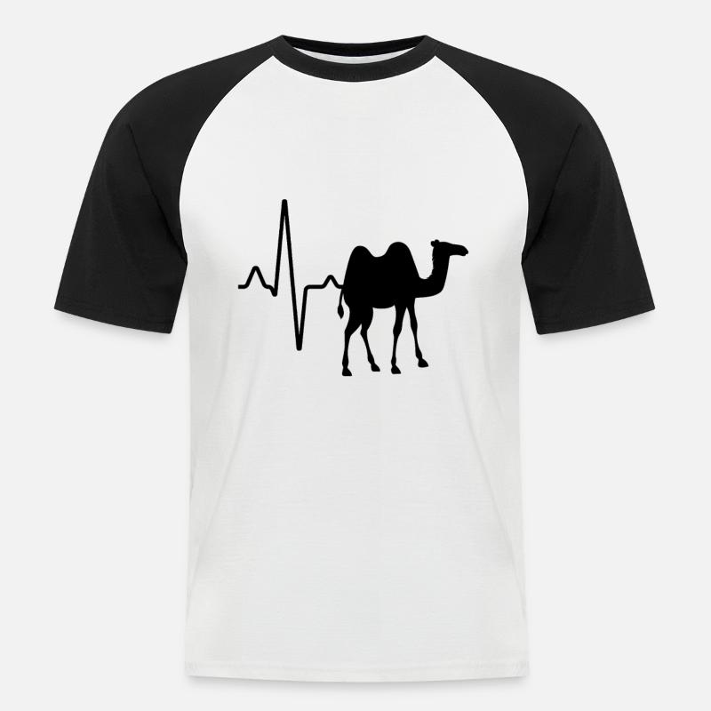 Dromedar Kamel Herzschlag - Männer Baseball-T-Shirt - Weiß/Schwarz