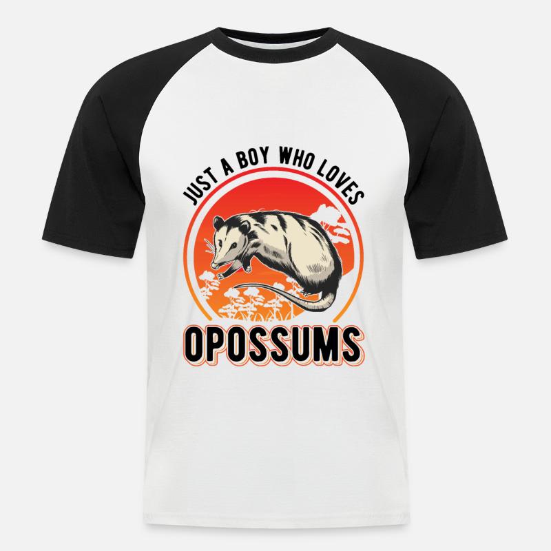 Opossum Junge Possum Beutelratte - Männer Baseball-T-Shirt - Weiß/Schwarz